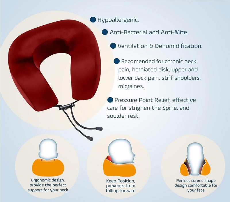 Medical Travel Neck Pillow with Antibacterial Memory Foam – Ergonomic Support for Comfortable Sleep - Image 2